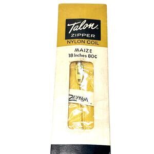 Vintage Talon Zipper Nylon Coil 18 inch Maize Yellow Zephyr Deadstock